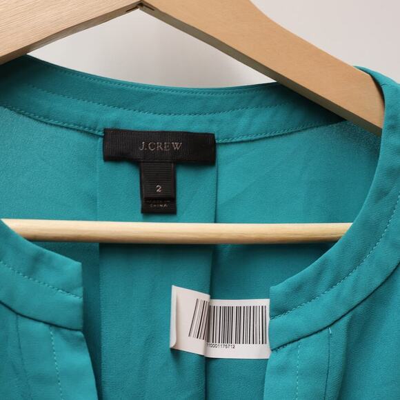 J. Crew V neck Top Stitched Women Size 2 Dress Top  Cap Sleeves Polyester Blend - Picture 4 of 14